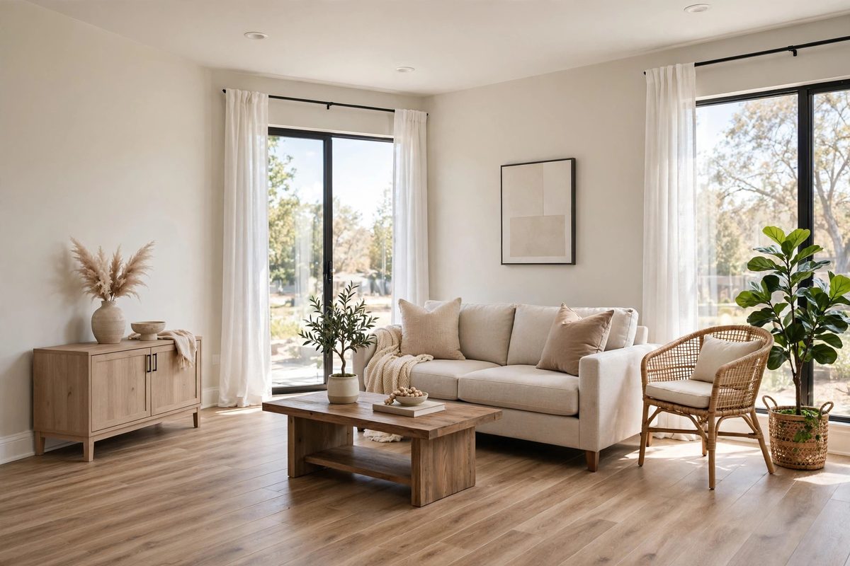 Restored interior after fire damage cleanup